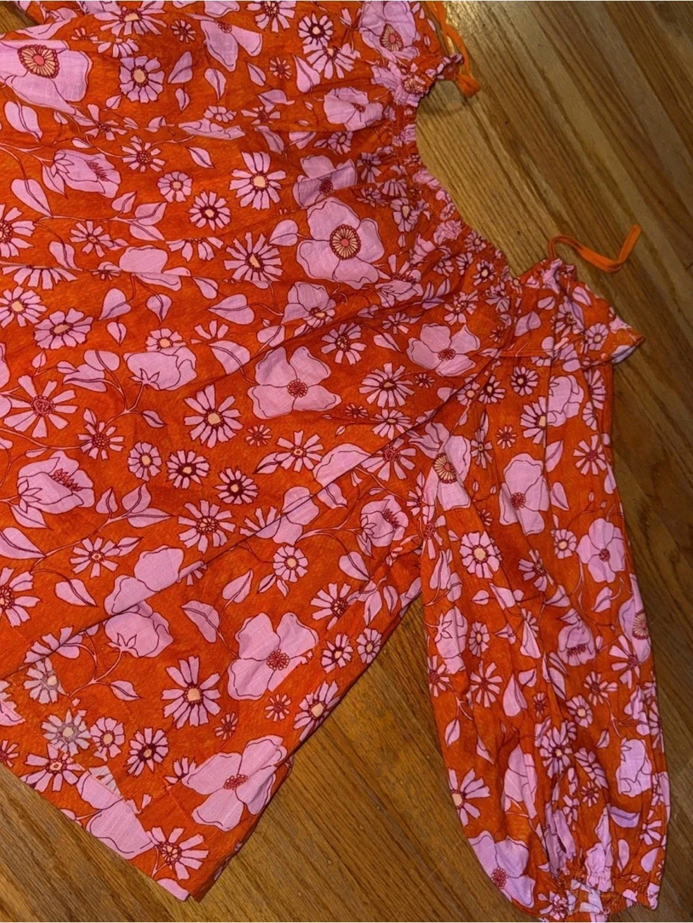 Free People Girls' Pink Floral Blouse on Orange